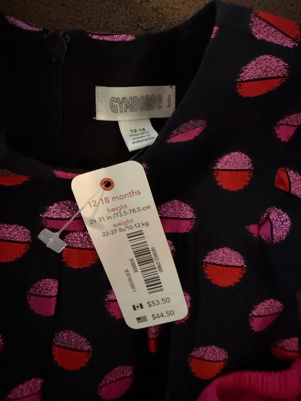 Gymboree Navy Dress with Hot Pink Accents